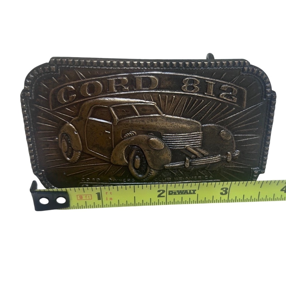 Vintage Cord 812 Supercharged Belt Buckle Cord Owners Club America USA B38 Brass - Picture 4 of 5